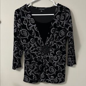 Notations Black and Silver Top with Bling